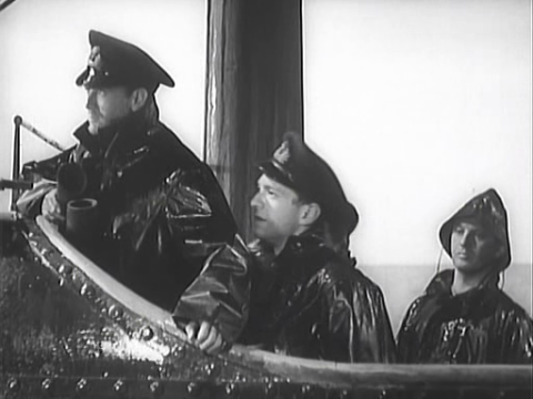 John Mills and Reginald Purdell in We Dive at Dawn (1943)